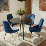 5Pc Blue Velvet Bistro Dining Set