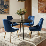 5Pc Blue Velvet Bistro Dining Set