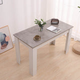 5Pc Grey Rectangular Dining Table with 4x Blue Velvet Chairs