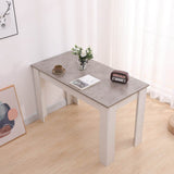 5Pc Grey Rectangular Dining Table with 4x Blue Velvet Chairs