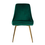 Grey Rectangular Dining Table with 4x Green Velvet Chairs