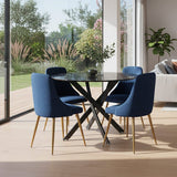 5Pc Marble Masterpiece Dining Table and Chair Set