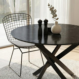 Round Marble-Effect Table-Black