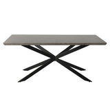 7Pc Dining Delight: Rectangular Table and Navy Velvet Chairs Dining Set