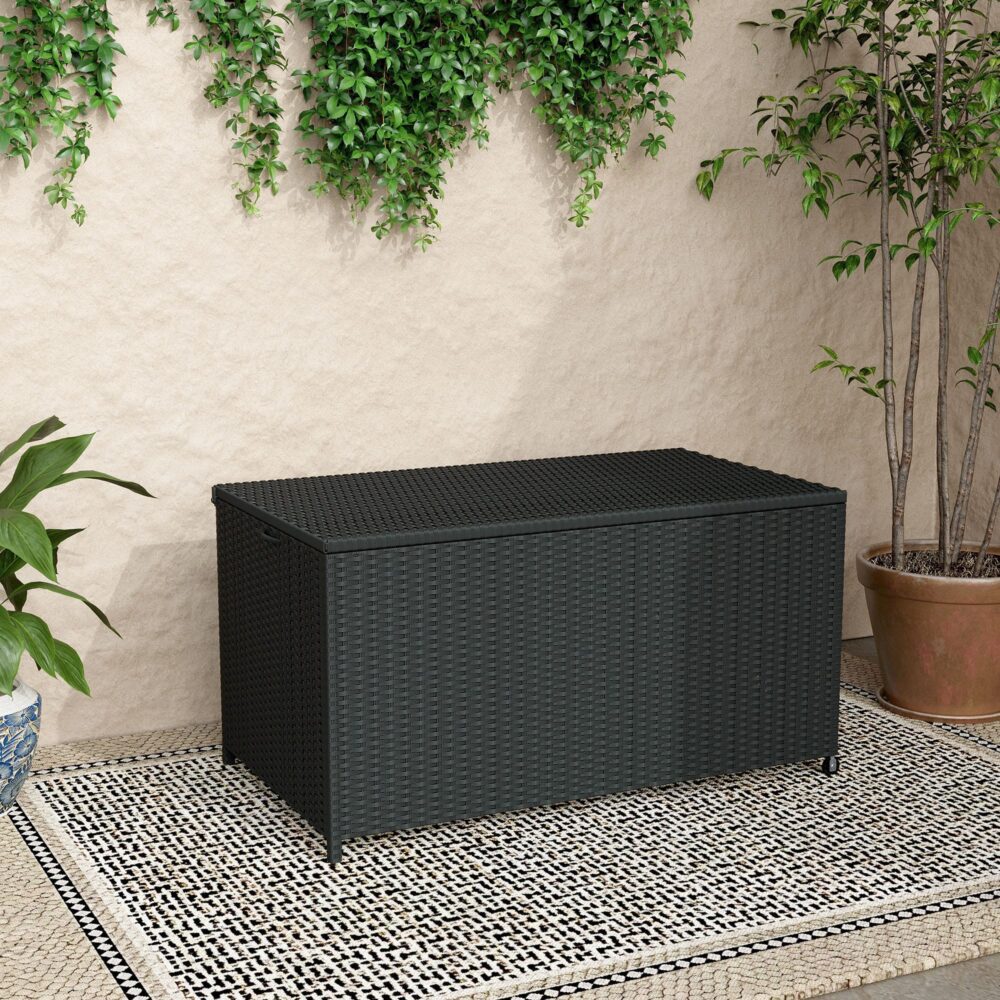 Outdoor PE Wicker Storage Box Garden 320L-Black