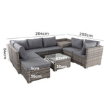 Large Modular Outdoor Ottoman Lounge Set in Grey