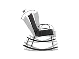 Rocking Chair High Back Rocker Chairs Steel Metal Textilene Fabric-Black