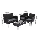 4 Seater Wicker Outdoor Lounge Set-Black