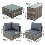 Outdoor Modular Lounge Sofa with Wicker End Table Set