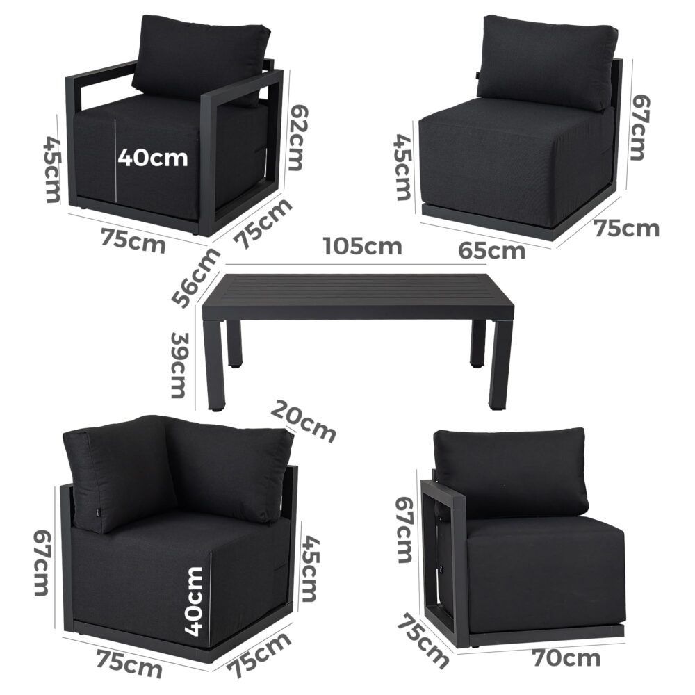 Alfresco 7-Seat Garden Lounge Set – Charcoal Grey
