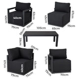 Alfresco 7-Seat Garden Lounge Set – Charcoal Grey