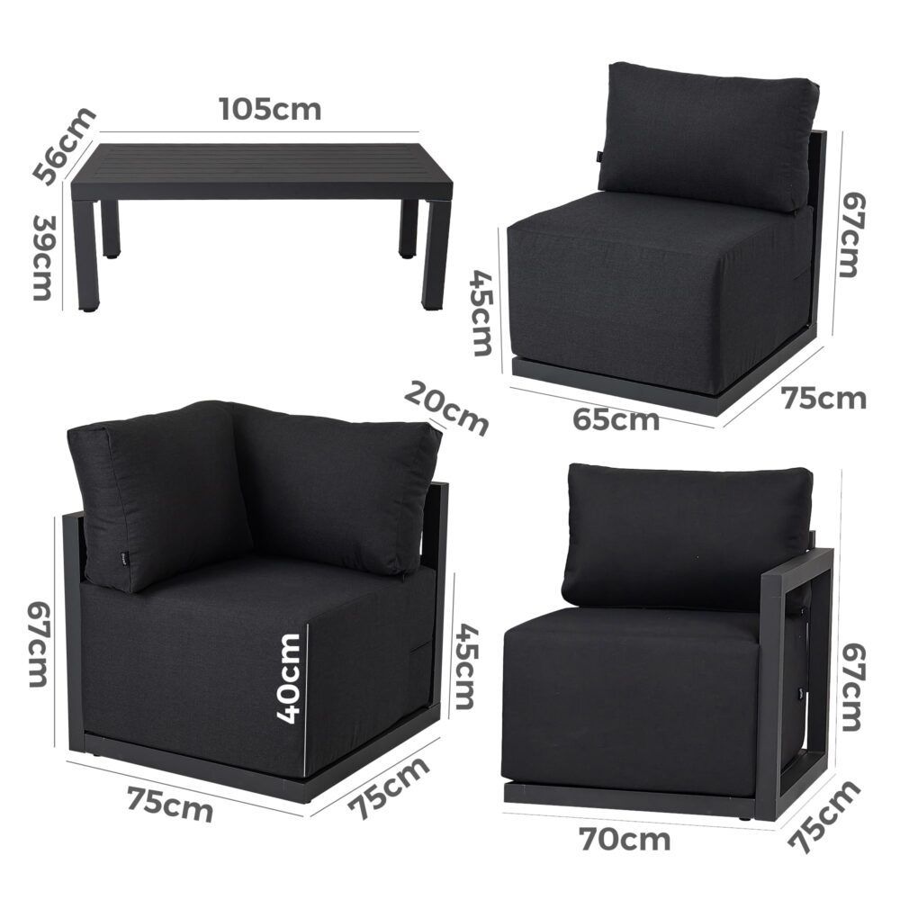Alfresco Contemporary All-Weather Lounge Set – White