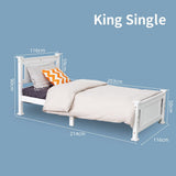 King Single Solid Pine Timber Bed Frame-White