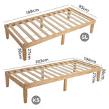Single Size Warm Wooden Natural Bed Base Frame – Single
