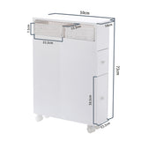 Removable Bathroom Side Cabinet Toilet Caddy with Storage Drawers- White