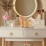 Dressing Vanity Table Stool Set with Make-up LED Lighted Mirror-White
