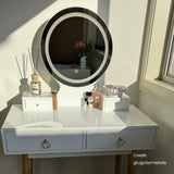 Dressing Vanity Table Stool Set with Make-up LED Lighted Mirror-White