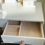Dressing Vanity Table Stool Set with Make-up LED Lighted Mirror-White