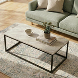 Industrial Style Marble Effect Rectangular Coffee Table