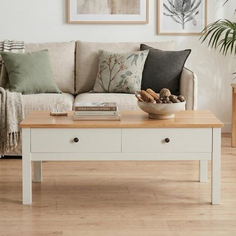 Sleek Natural Wood Rectangle Coffee Table