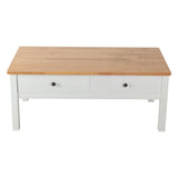 Sleek Natural Wood Rectangle Coffee Table