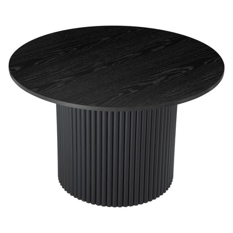 Luxe Black Ribbed Texture Wooden Coffee Table