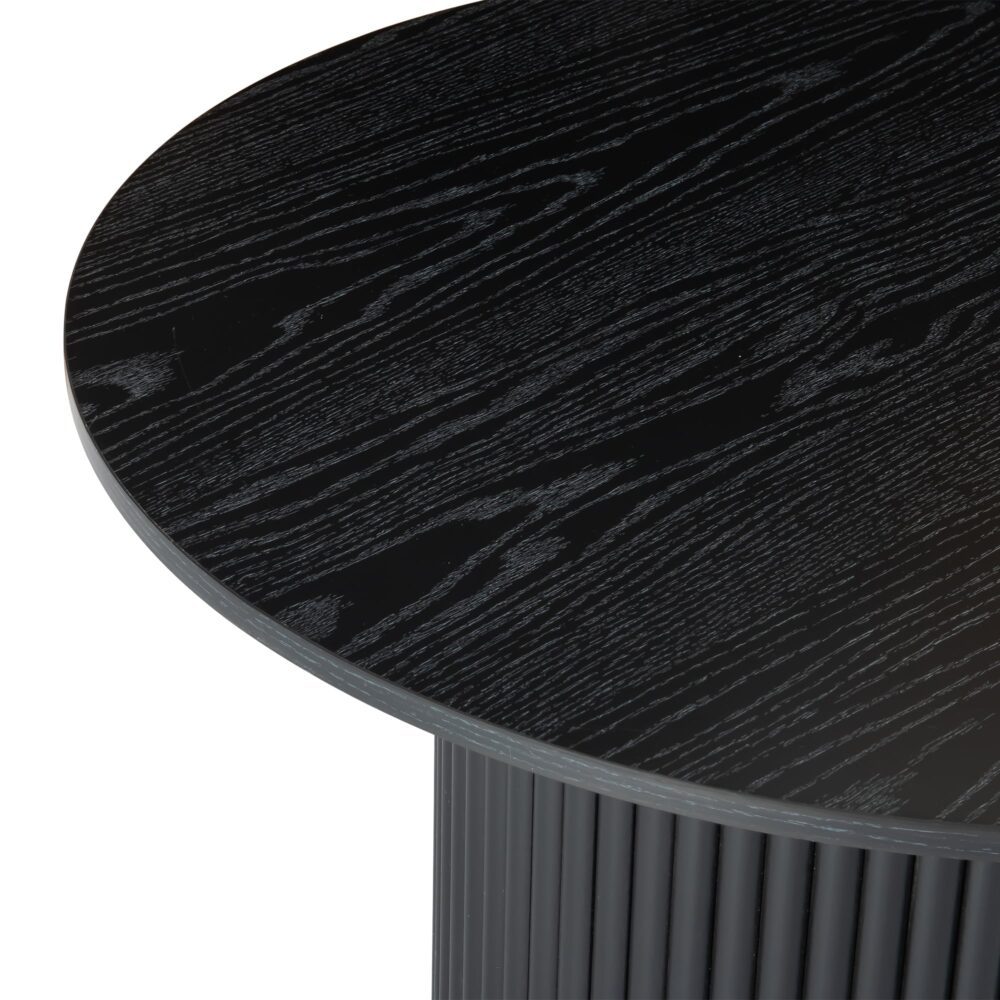 Luxe Black Ribbed Texture Wooden Coffee Table