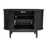 Mid-Century Black Ribbed Sideboard Cabinet
