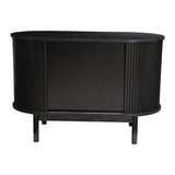 Mid-Century Black Ribbed Sideboard Cabinet