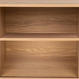 Natural Wood Ribbed Sideboard Cabinet
