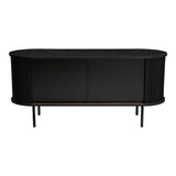 Ribbed Black Sideboard with Sliding Doors