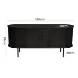 Ribbed Black Sideboard with Sliding Doors