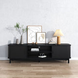160cm Ribbed Black Entertainment Unit