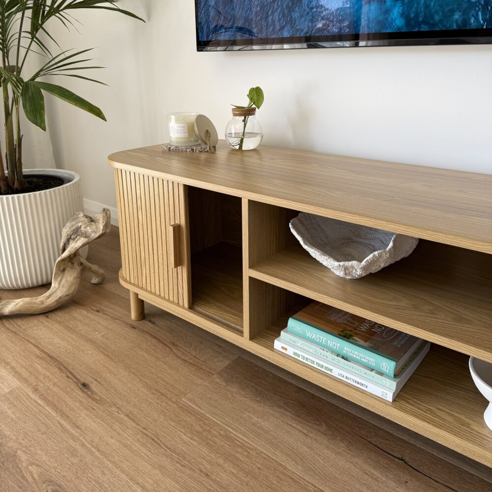 160cm Ribbed Natural Entertainment Unit
