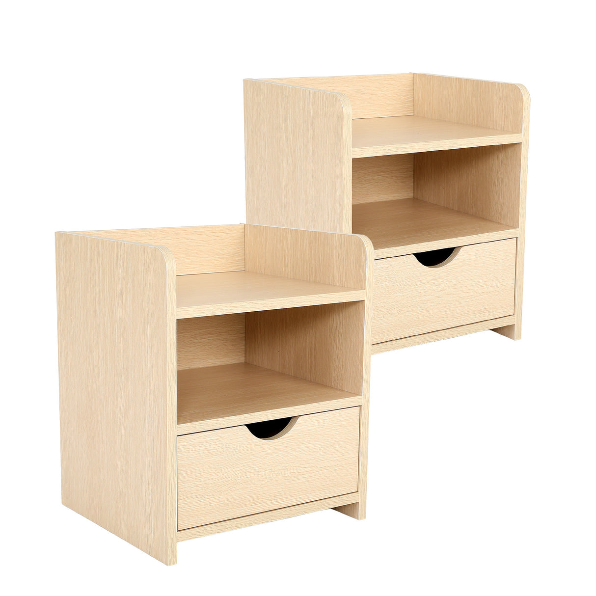 2X Bedside Table Side Storage Cabinet 2 Shelf LARK OAK