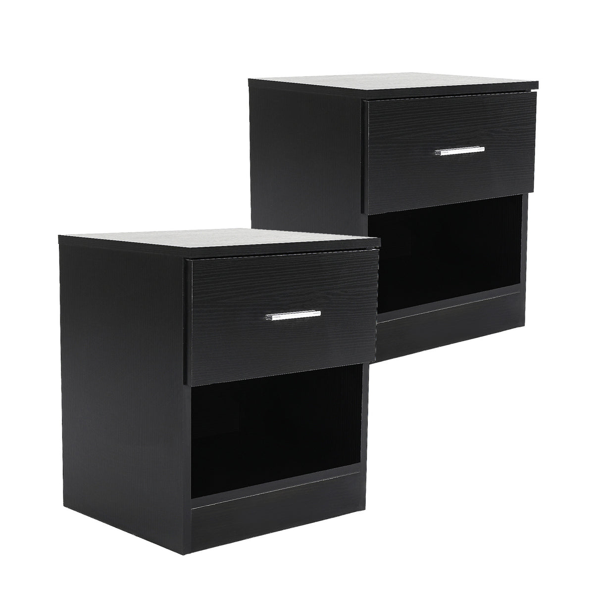 2X Bedside Table Side Storage Cabinet 1 Shelf ELLA - BLACK
