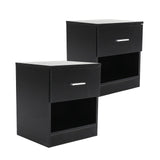 2X Bedside Table Side Storage Cabinet 1 Shelf ELLA - BLACK