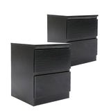 2X Bedside Tables 2 Drawer JOSS BLACK