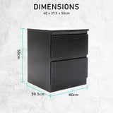 2X Bedside Tables 2 Drawer JOSS BLACK