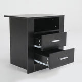 Nightstand Bedroom 2 Drawer 1 Shelf ZURI BLACK