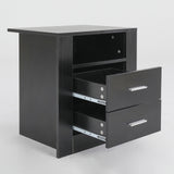 Nightstand Bedroom 2 Drawer 1 Shelf ZURI BLACK