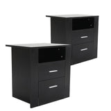 2X Bedside Table Side Storage Cabinet Shelf ZURI BLACK