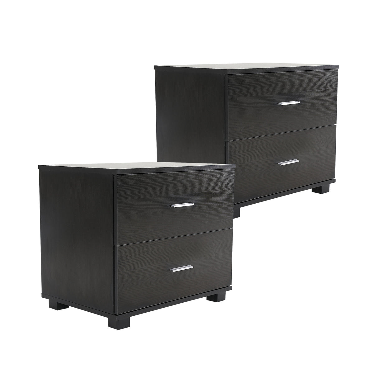 2X Bedside Table Bedroom 2 Drawer ETTA BLACK