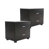 2X Bedside Table Bedroom 2 Drawer ETTA BLACK