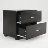 2X Bedside Table Bedroom 2 Drawer ETTA BLACK