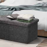 Foldable Storage Ottoman - Flip Lid Side Table Toy Blanket Organiser Seat KIRA BLACK