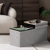 Foldable Storage Ottoman - Flip Lid Side Table Toy Blanket Organiser Seat KIRA GREY