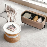 La Bella Coffee Table Storage Ottoman - Velvet Blanket Box Bench DEMI - CAMEL BEIGE