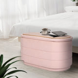 Coffee Table Storage Ottoman - Chenille Fabic Padded Blanket Box Bench CELIA - PINK