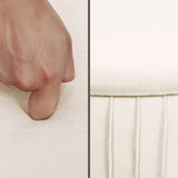 Side Table Storage Ottoman - Velvet Padded Stool Vanity Footstool REMY CREAM BEIGE